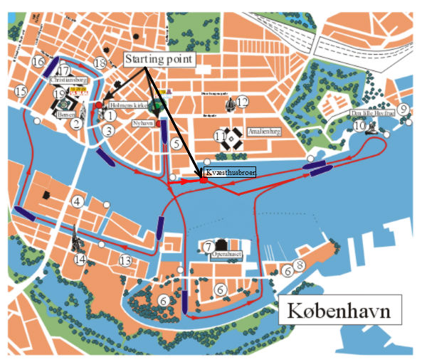 Kort over havnerundfart og kanalrundfart - Copenhagen Light Festival 2022